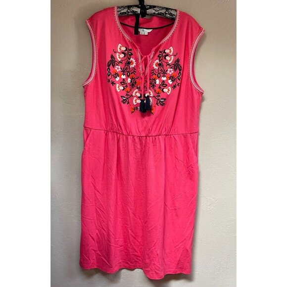 Boden Womens Catriona Embroidered Shift Dress Sleeveless Pullover Pink Size 16R